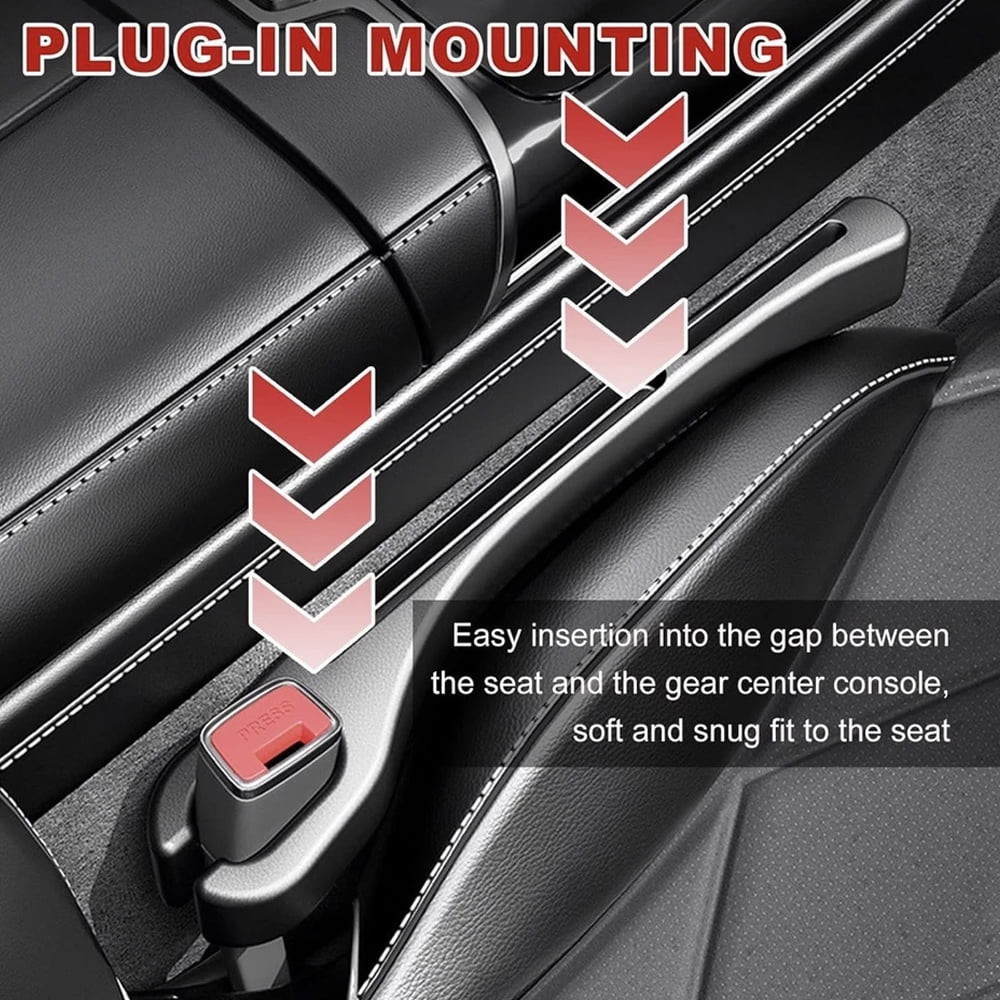2PCS Car Seat Gap Filler Organizer, Car Seat Gap Organizer to Block Falling of Essential Items, Car Side Seat Gap Filler for Car, Universal Car Gap Filler for Cars, Suvs & Trucks - BLACK
